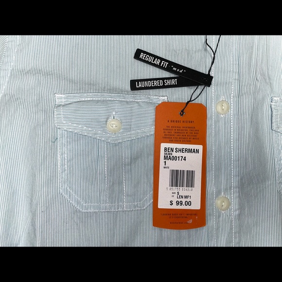 Ben Sherman Light Blue Stripe Button-Up Shirt - Size Small - Picture 4 of 11